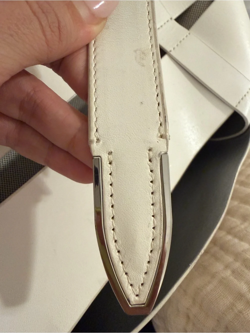 Rebecca Minkoff Cage Stella Large Leather White Tote Bag Purse with Pouch